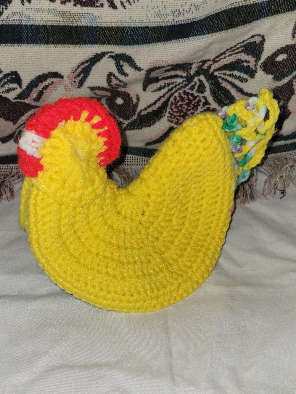 Handmade Yellow Crocheted Chicken Hen Decor Farmhouse Cottagecore